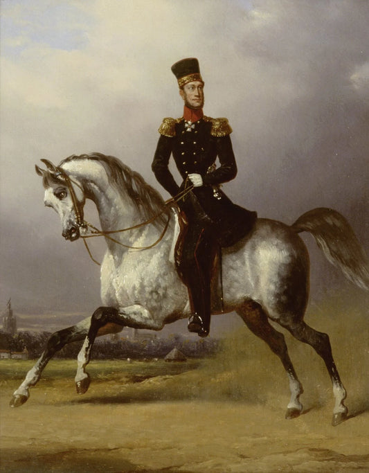 Equestrian Portrait of William II, King of the Netherlands – toegeschreven aan Nicolaas Pieneman Vintage Portrait Art Print | Wall Art Poster