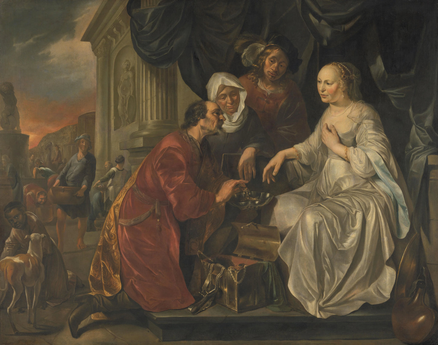 Rebecca Receiving Presents from Abraham's Servant – Hendrick Heerschop Vintage Art Print | Wall Art Poster