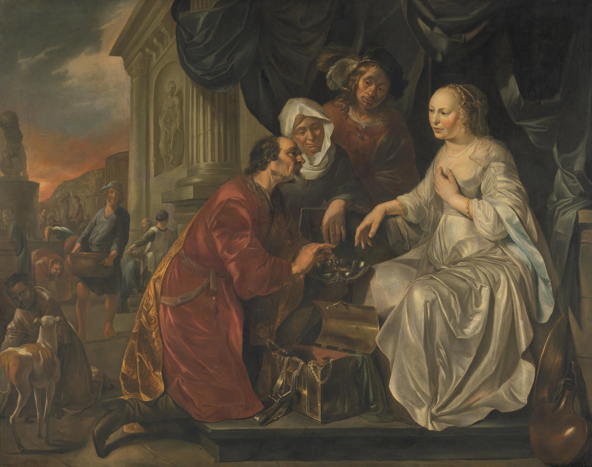 Rebecca Receiving Presents from Abraham's Servant – Hendrick Heerschop Vintage Art Print | Wall Art Poster