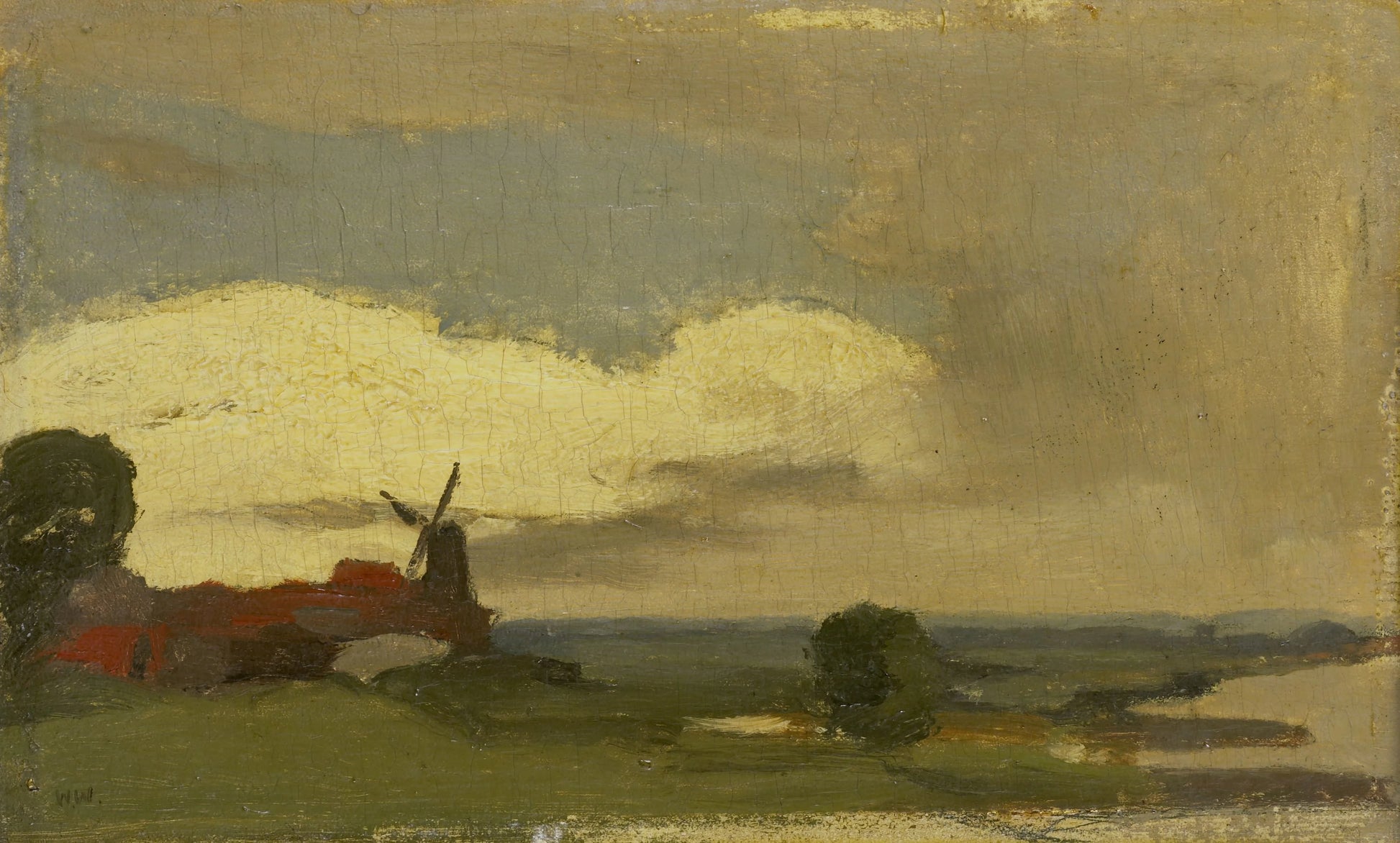 Landschap met de molen van Wijk bij Duurstede – Willem Witsen (mentioned on object) Vintage Landscape Art Print | Wall Art Poster