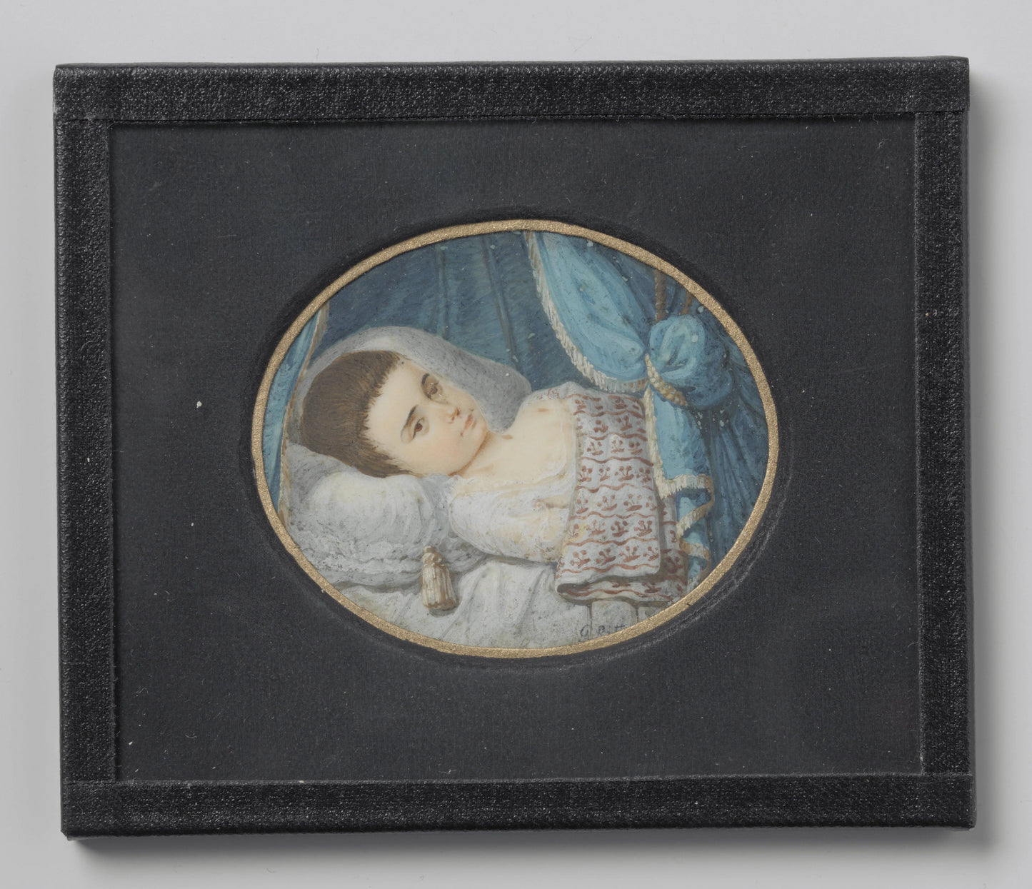 Portret van een ziek meisje in bed liggend – George Nikolaus Ritter Vintage Portrait Art Print | Wall Art Poster
