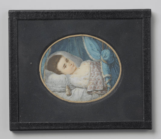 Portret van een ziek meisje in bed liggend – George Nikolaus Ritter Vintage Portrait Art Print | Wall Art Poster