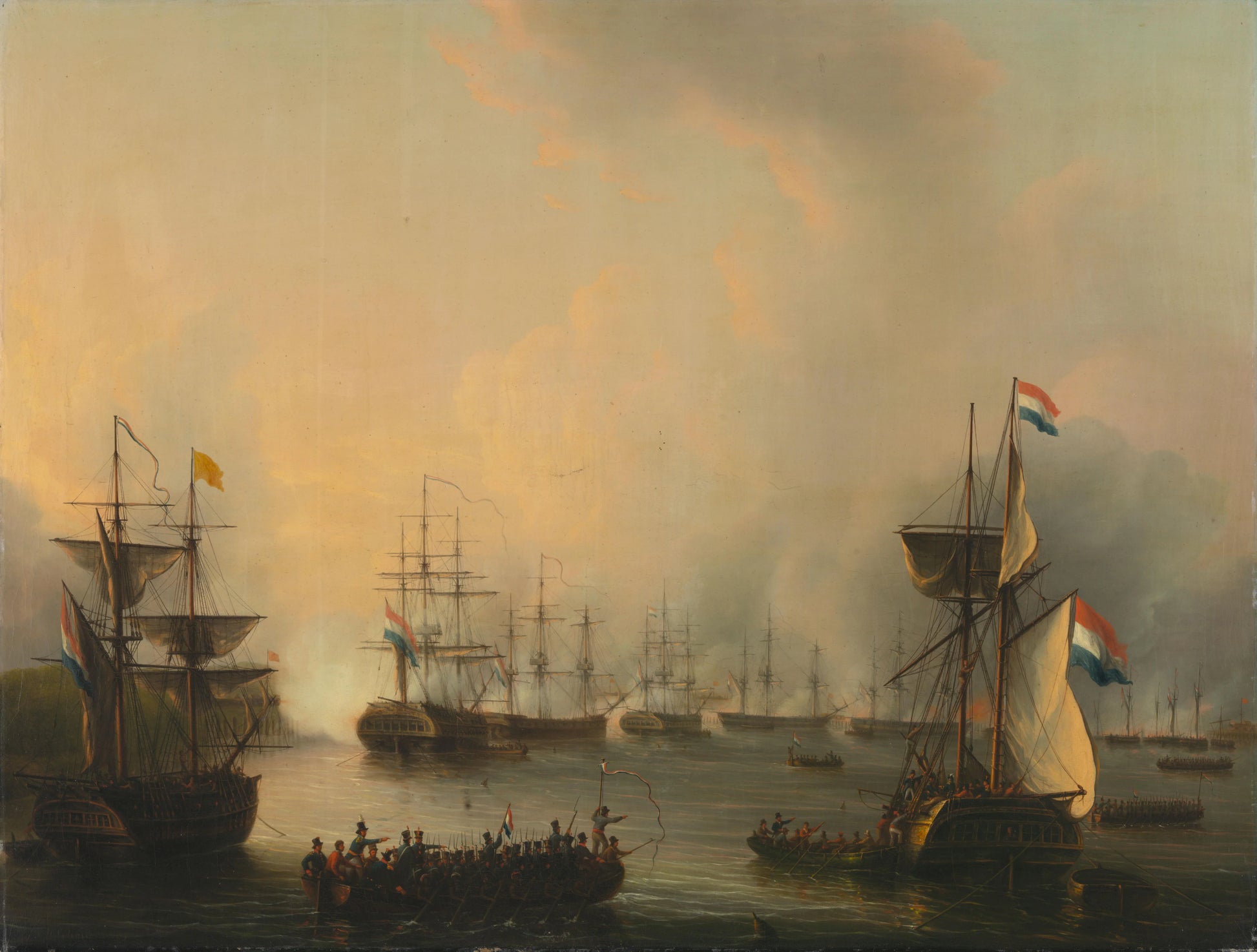 The Bombardment of Palembang, Sumatra, 24 June 1821 – Martinus Schouman Vintage Cityscape Art Print | Wall Art Poster