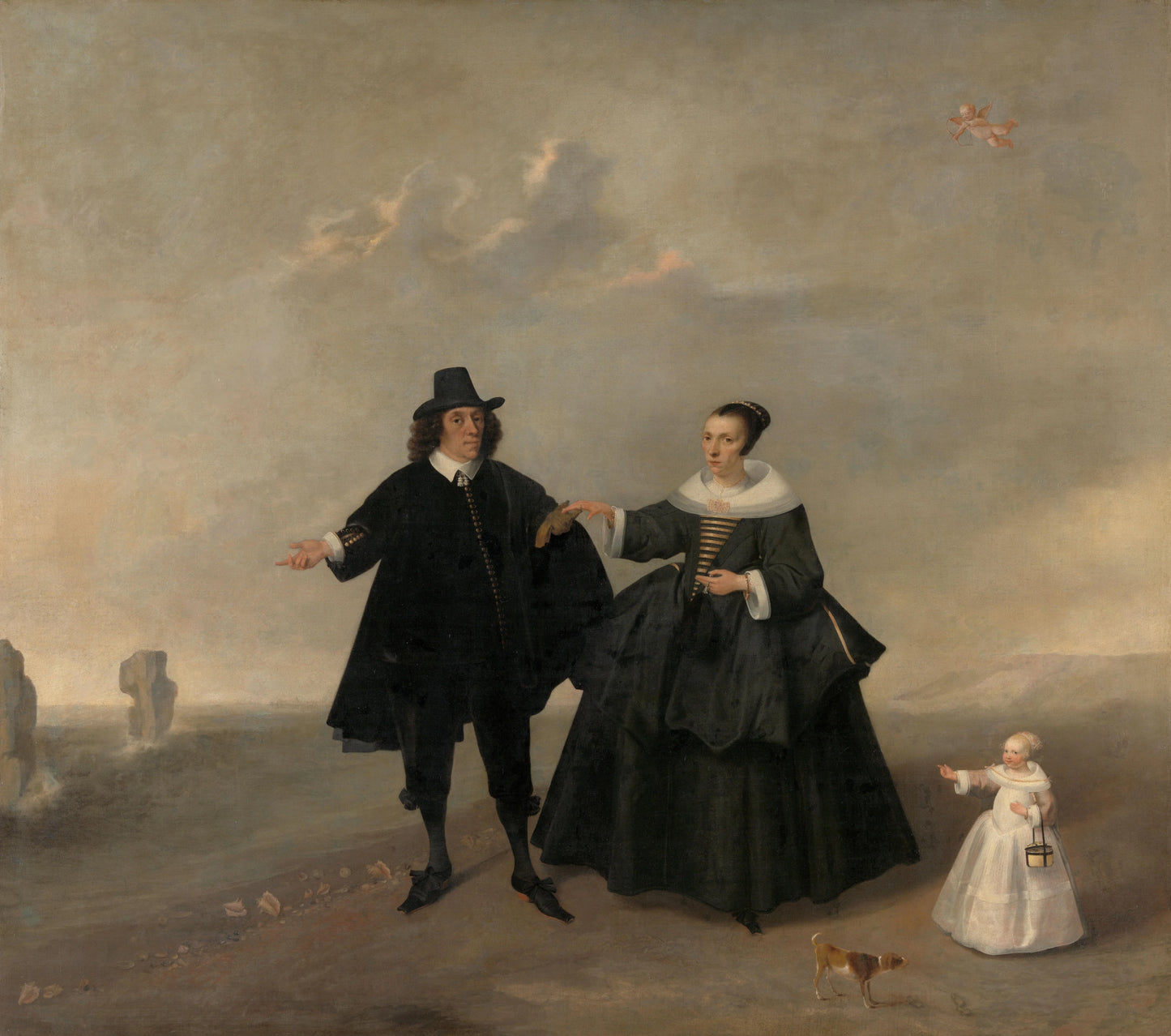 Portrait of a Married Couple with Child, Members of the Beresteyn Family – anonymous Vintage Portrait Art Print | Wall Art Poster