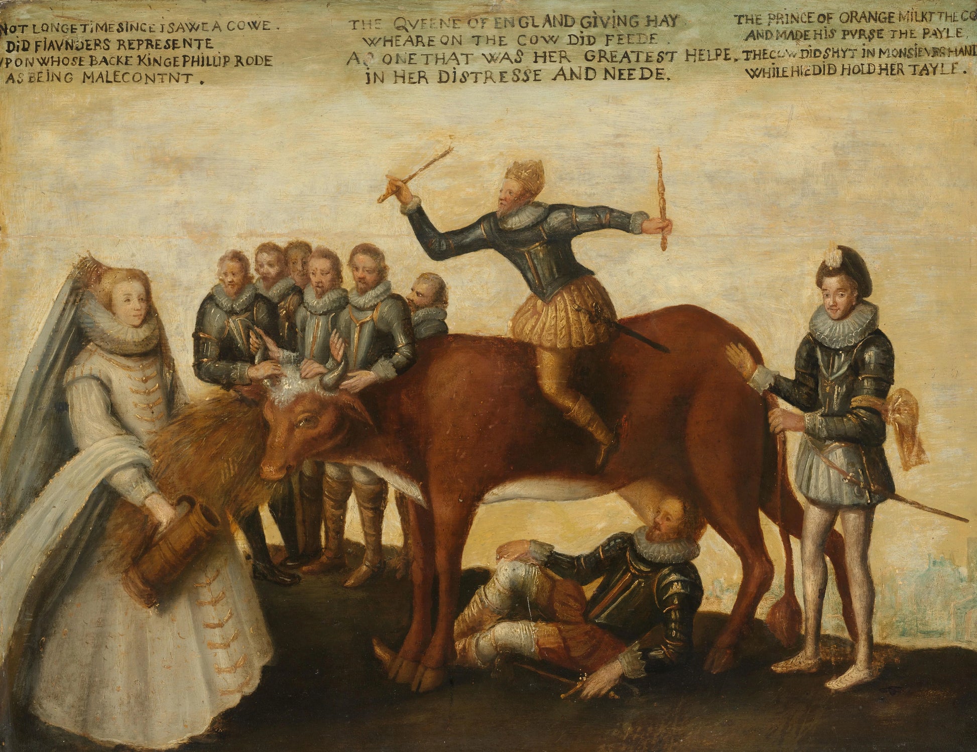 The Dairy Cow: The Dutch Provinces, Revolting against the Spanish King Philip II, Are Led by Prince William of Orange, The States General Entreat Queen Elizabeth I for Aid – anonymous Vintage Art Print | Wall Art Poster