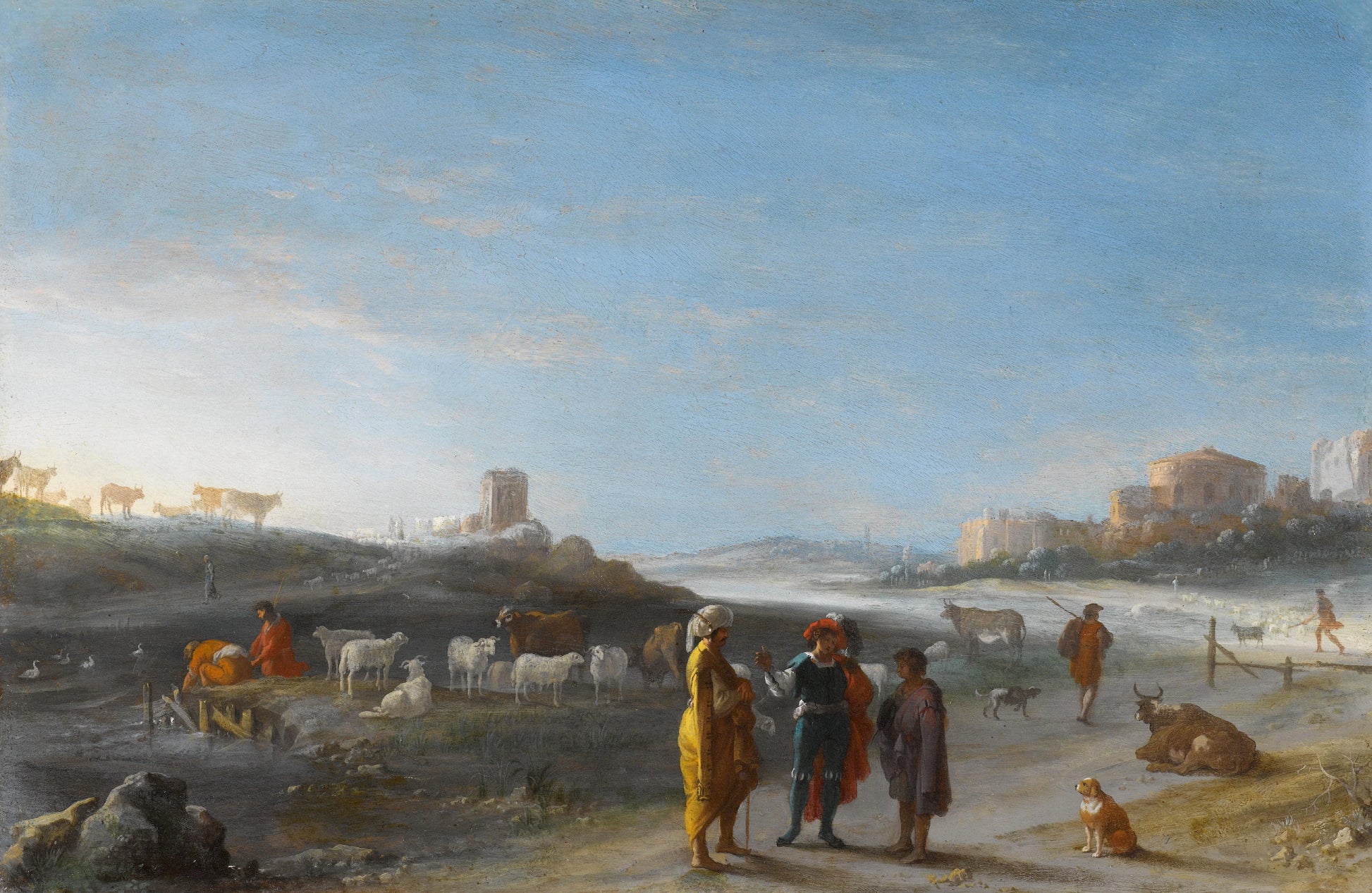 Jesse presenting his son David to the prophet Samuel – Cornelis van Poelenburch (vermeld op object) Vintage Landscape Art Print | Wall Art Poster