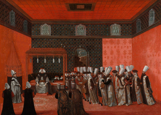An Ambassador's Audience with Sultan Ahmed III (Ambassador Cornelis Calkoen) – anoniem Vintage Art Print | Wall Art Poster