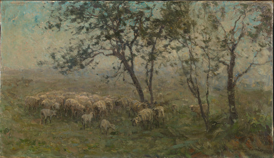 A Flock of Sheep – William Charles Estall (mentioned on object) Vintage Animal Study Art Print | Wall Art Poster