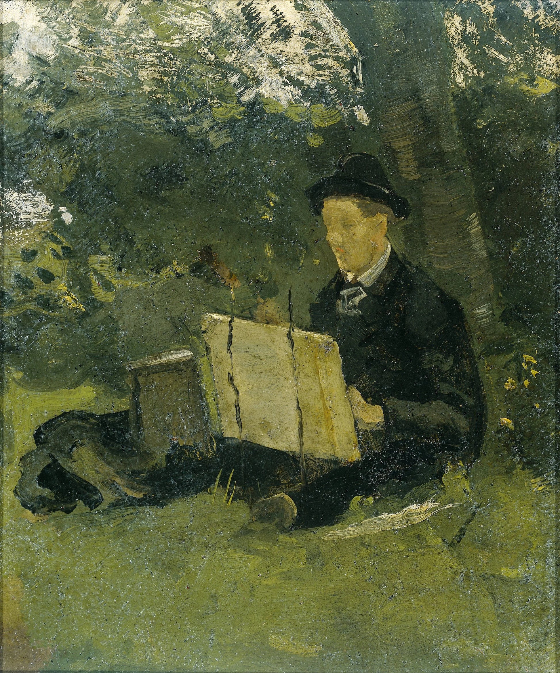 Jan Verkade (1868-1946) Painting under a Tree at Hattem – Richard Nicolaüs Roland Holst Vintage Self-Portrait Art Print | Wall Art Poster