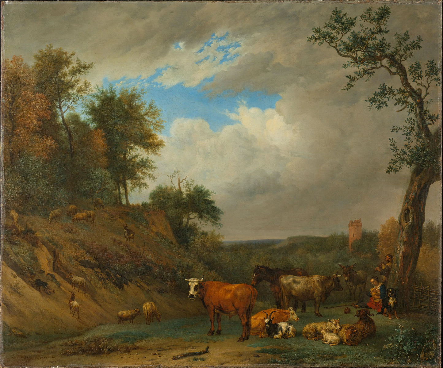 Herdsmen with their cattle – after Paulus Potter Vintage Landscape Art Print | Wall Art Poster
