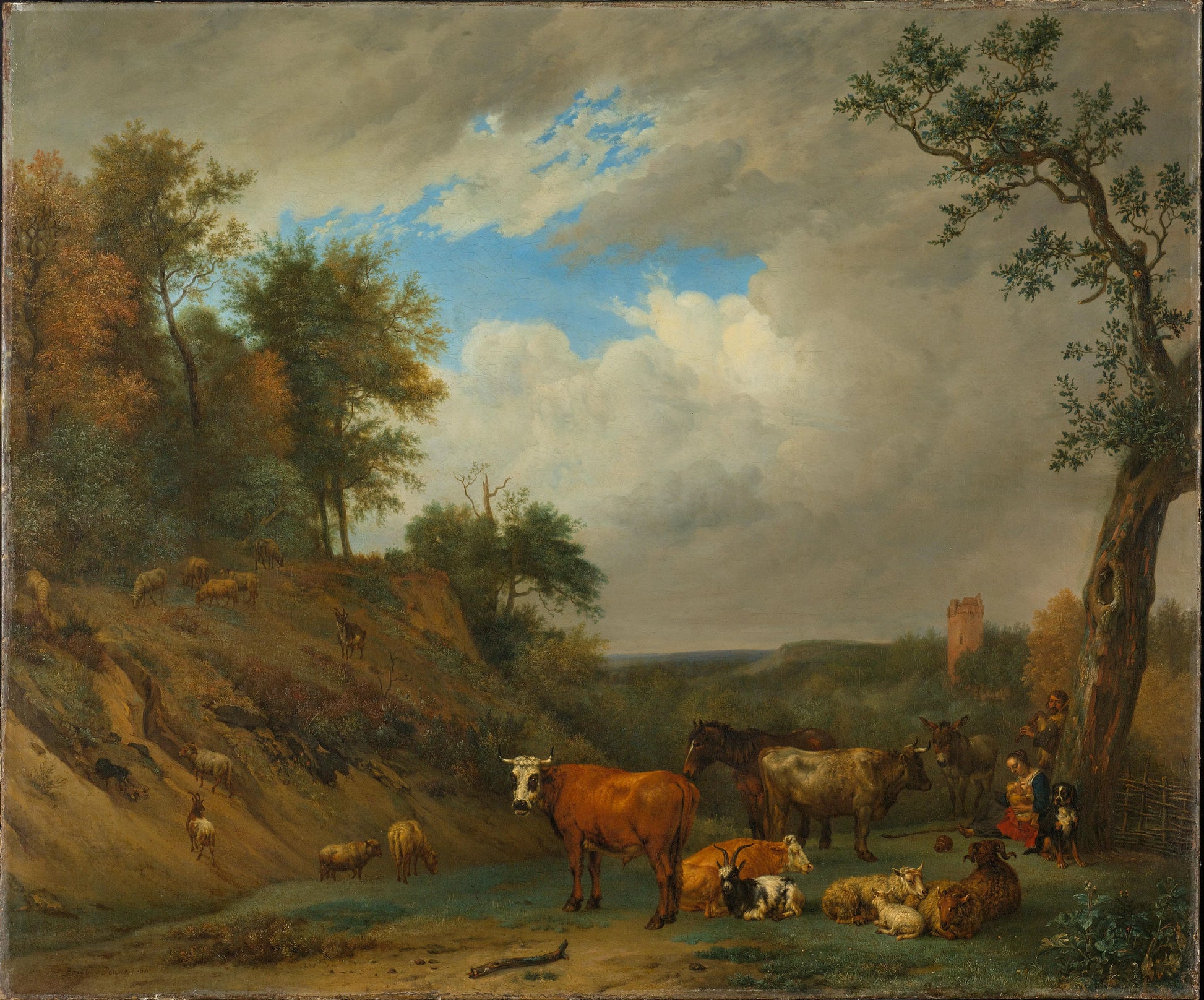Herdsmen with their cattle – after Paulus Potter Vintage Landscape Art Print | Wall Art Poster