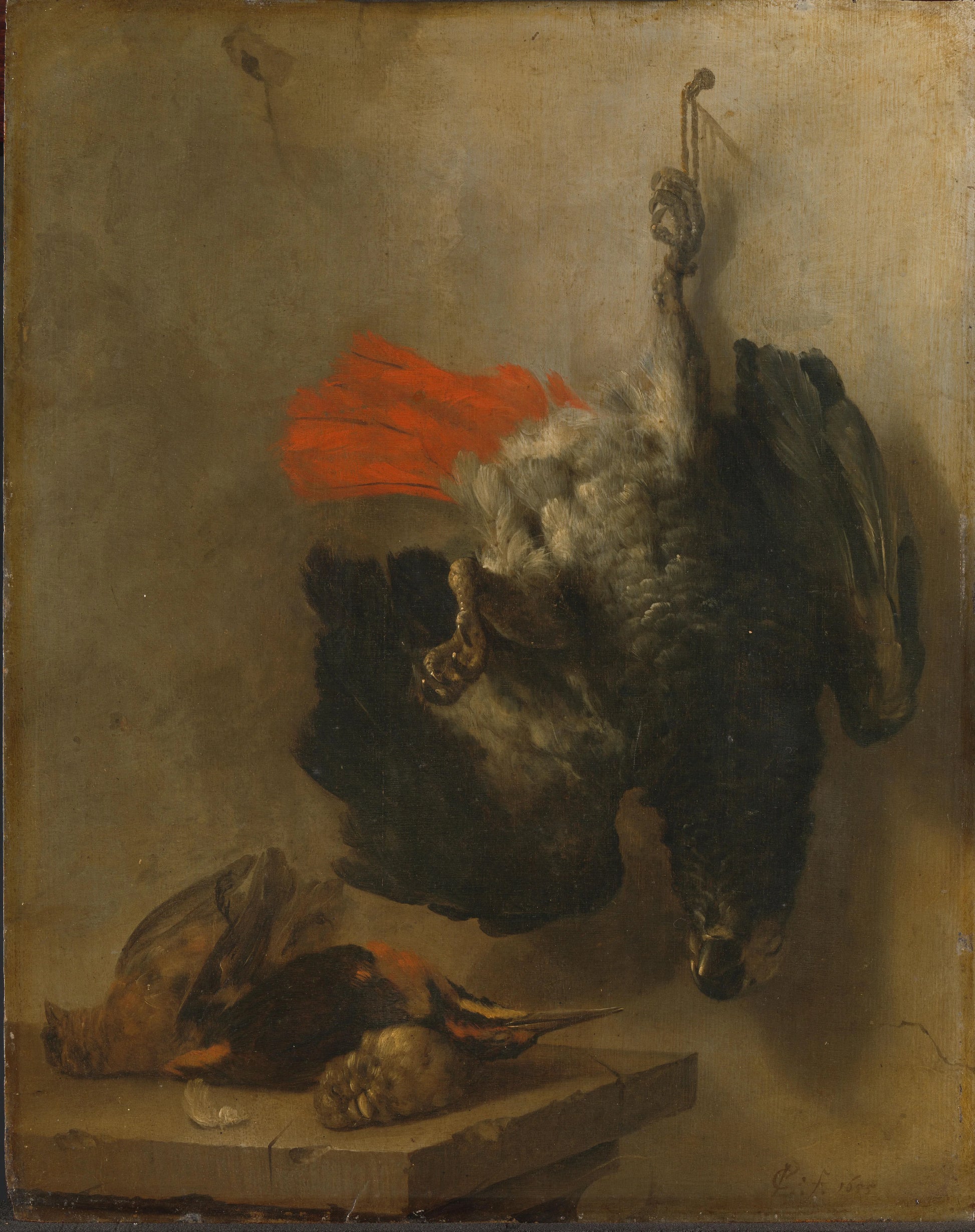 Still Life with Parrot and Snipes – Cornelis Lelienbergh Vintage Still Life Art Print | Wall Art Poster
