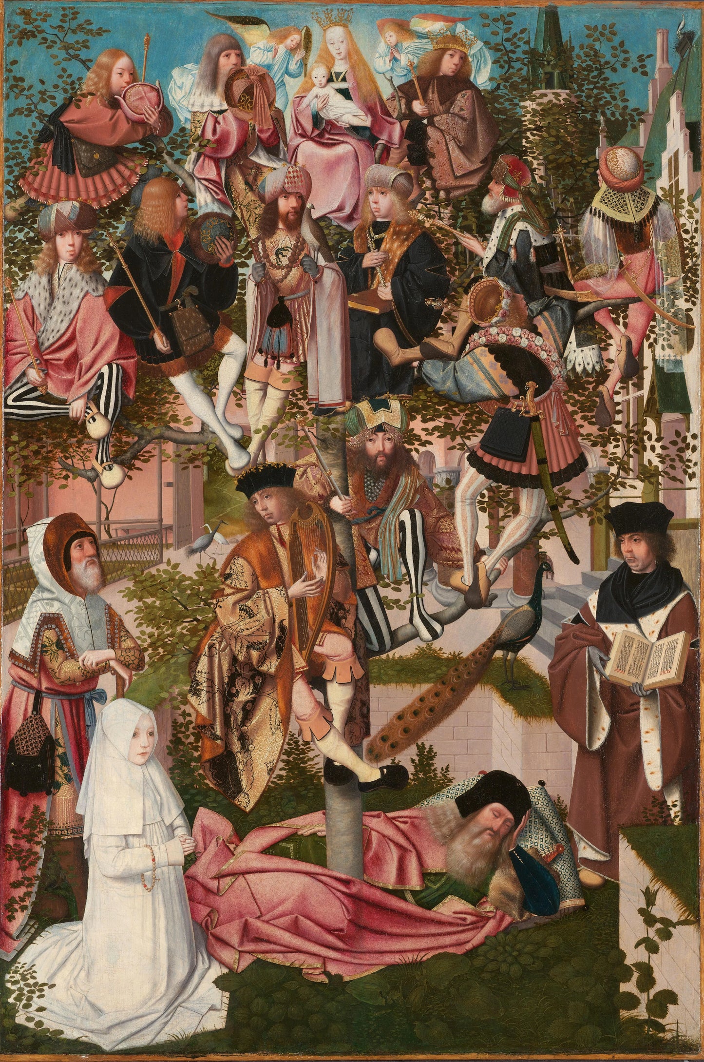 The Tree of Jesse – circle of Geertgen tot Sint Jans Vintage Garden Scene Art Print | Wall Art Poster