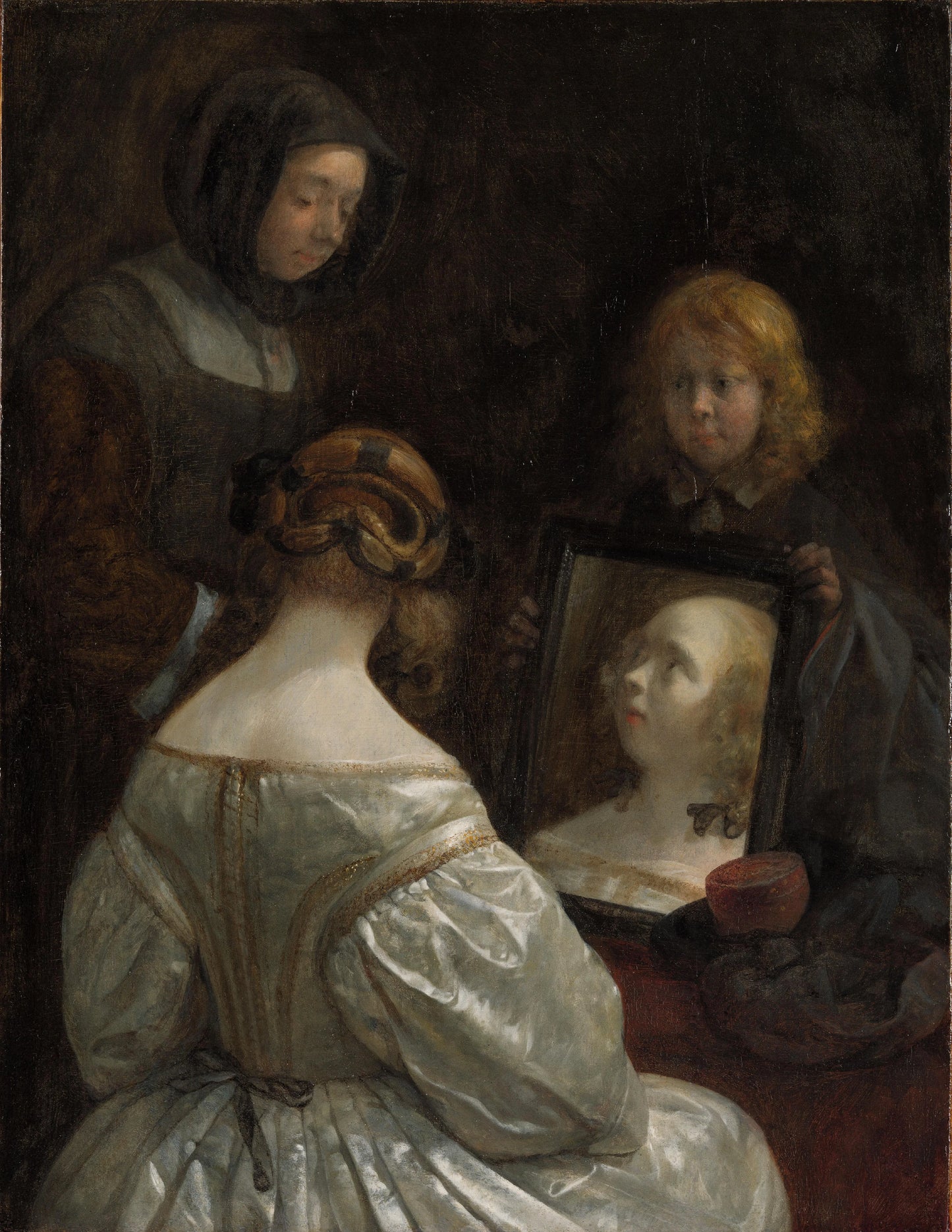 Woman at a Mirror – Gerard ter Borch (II) Vintage Art Print | Wall Art Poster