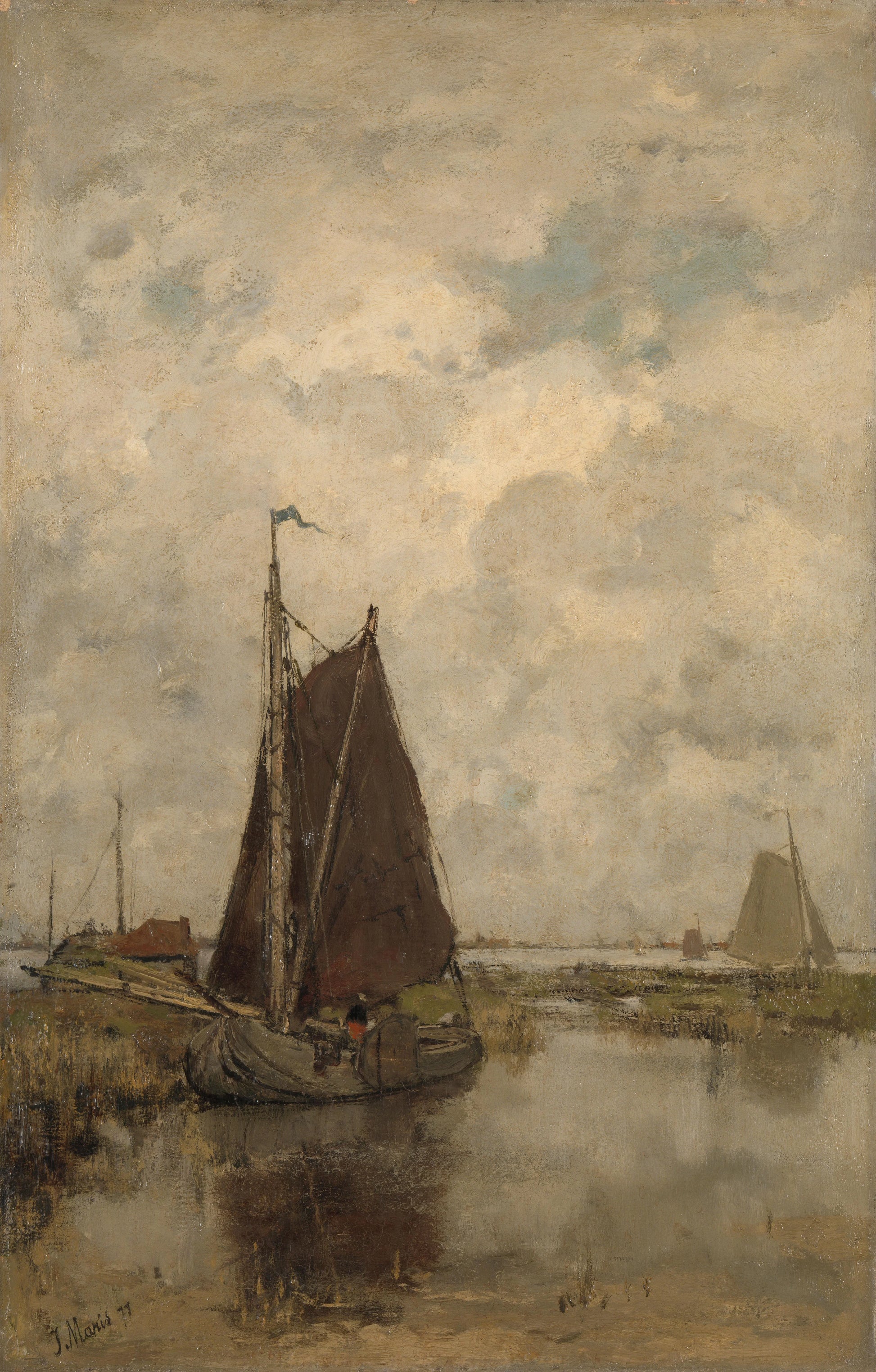 Ships in Dull Weather – Jacob Maris (mentioned on object) Vintage Marine Scene Art Print | Wall Art Poster