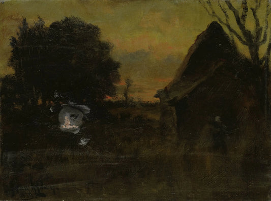 'At sundown' – Arthur Hawksley (eigenhandig gesigneerd) Vintage Landscape Art Print | Wall Art Poster