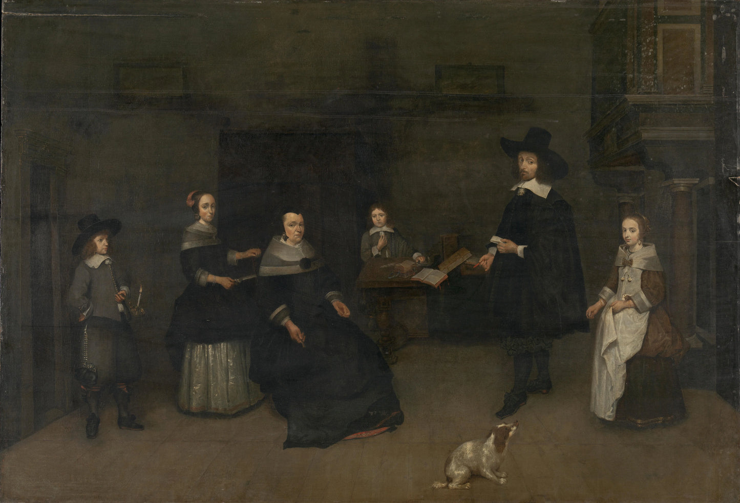 Family scene – attributed to Caspar Netscher Vintage Portrait Art Print | Wall Art Poster