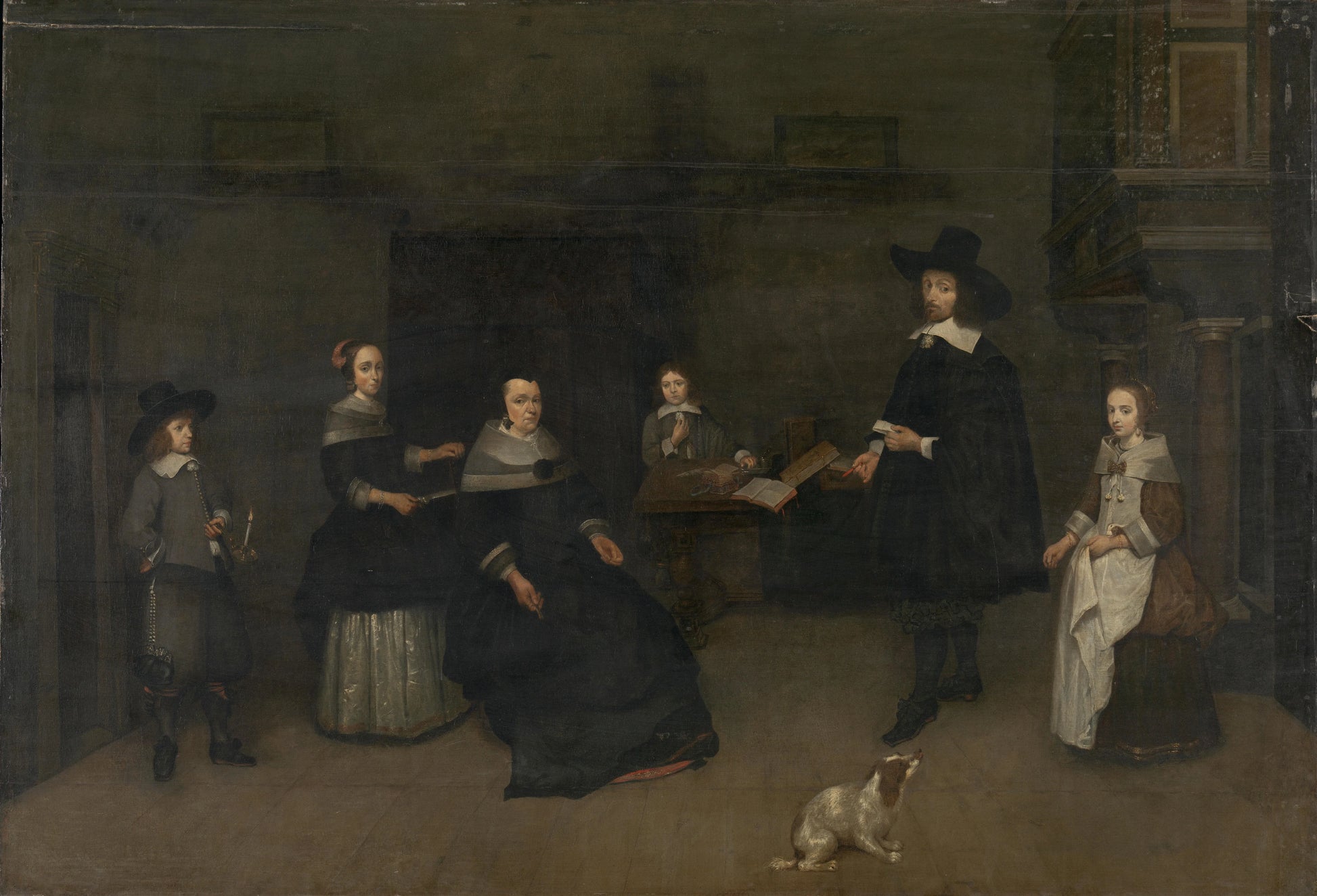 Family scene – attributed to Caspar Netscher Vintage Portrait Art Print | Wall Art Poster