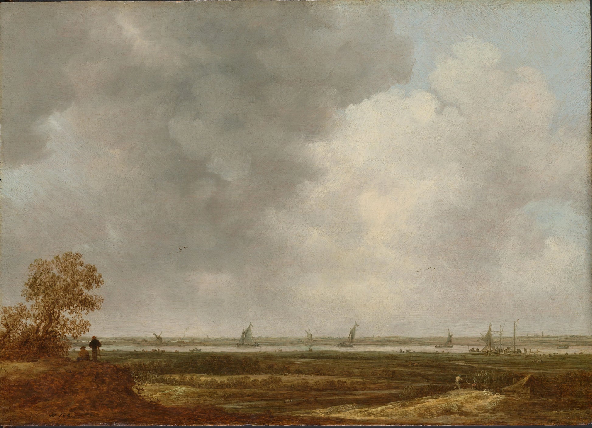 Panoramic View of a River with Low-Lying Meadows – Jan van Goyen (mentioned on object) Vintage Landscape Art Print | Wall Art Poster