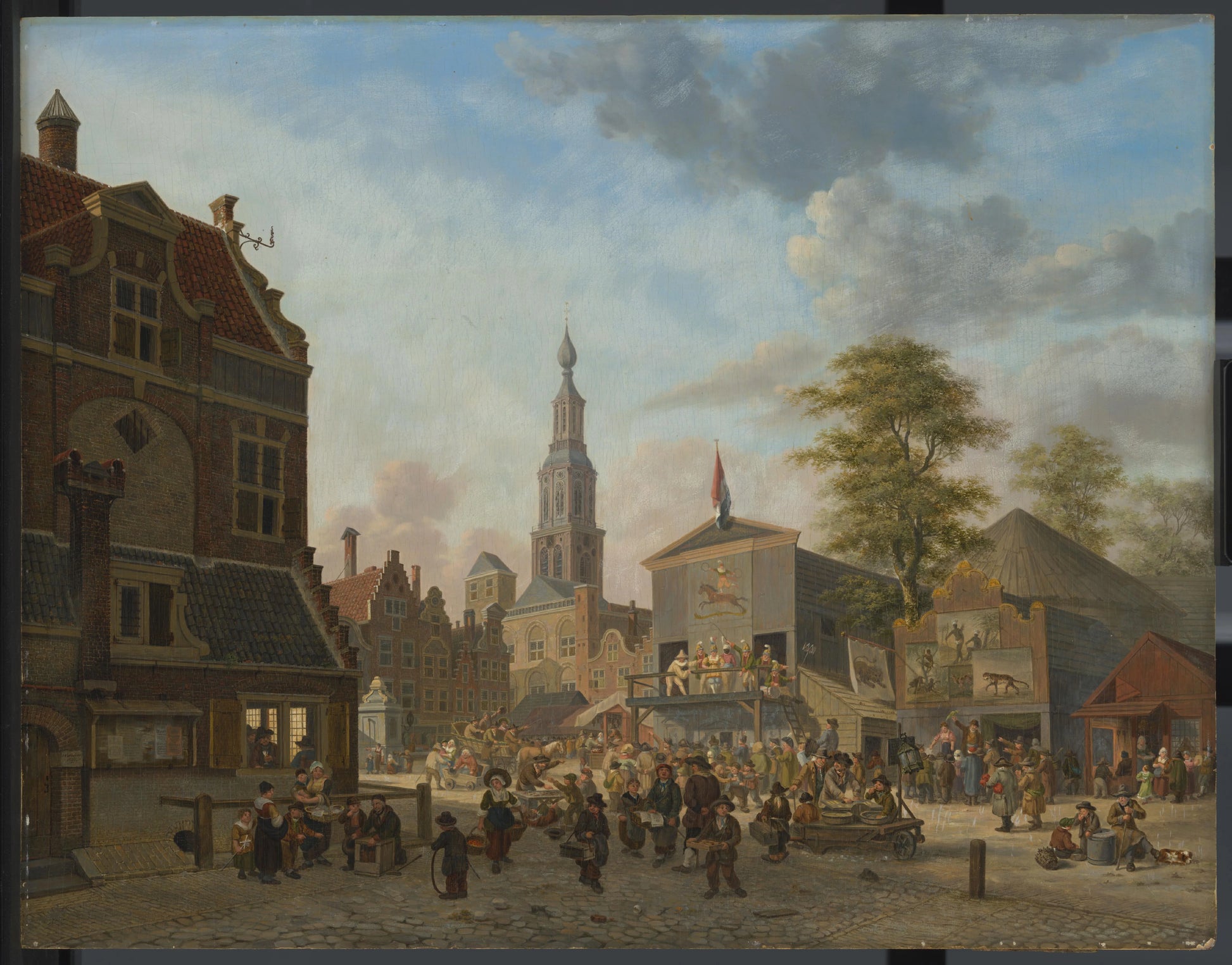 A town square with a fair – Jan Hendrik Verheijen (eigenhandig gesigneerd) Vintage Animal Study Art Print | Wall Art Poster