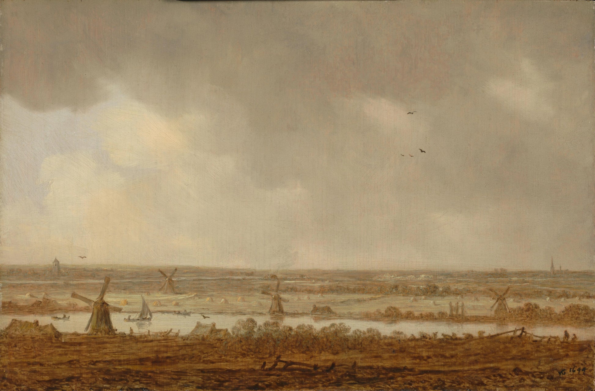 Polder Landscape – Jan van Goyen (eigenhandig gesigneerd) Vintage Landscape Art Print | Wall Art Poster