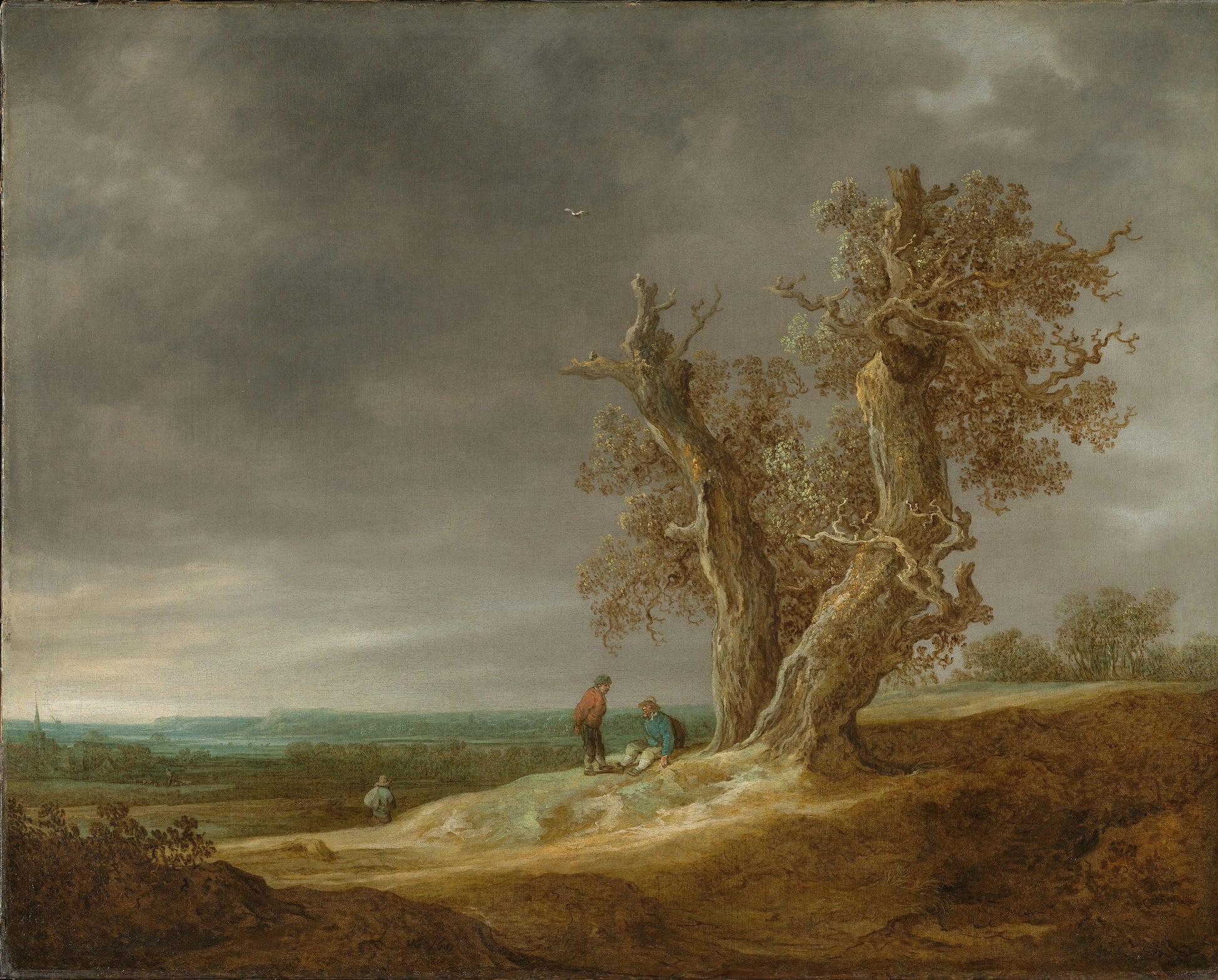 Landscape with Two Oaks – Jan van Goyen (eigenhandig gesigneerd) Vintage Landscape Art Print | Wall Art Poster