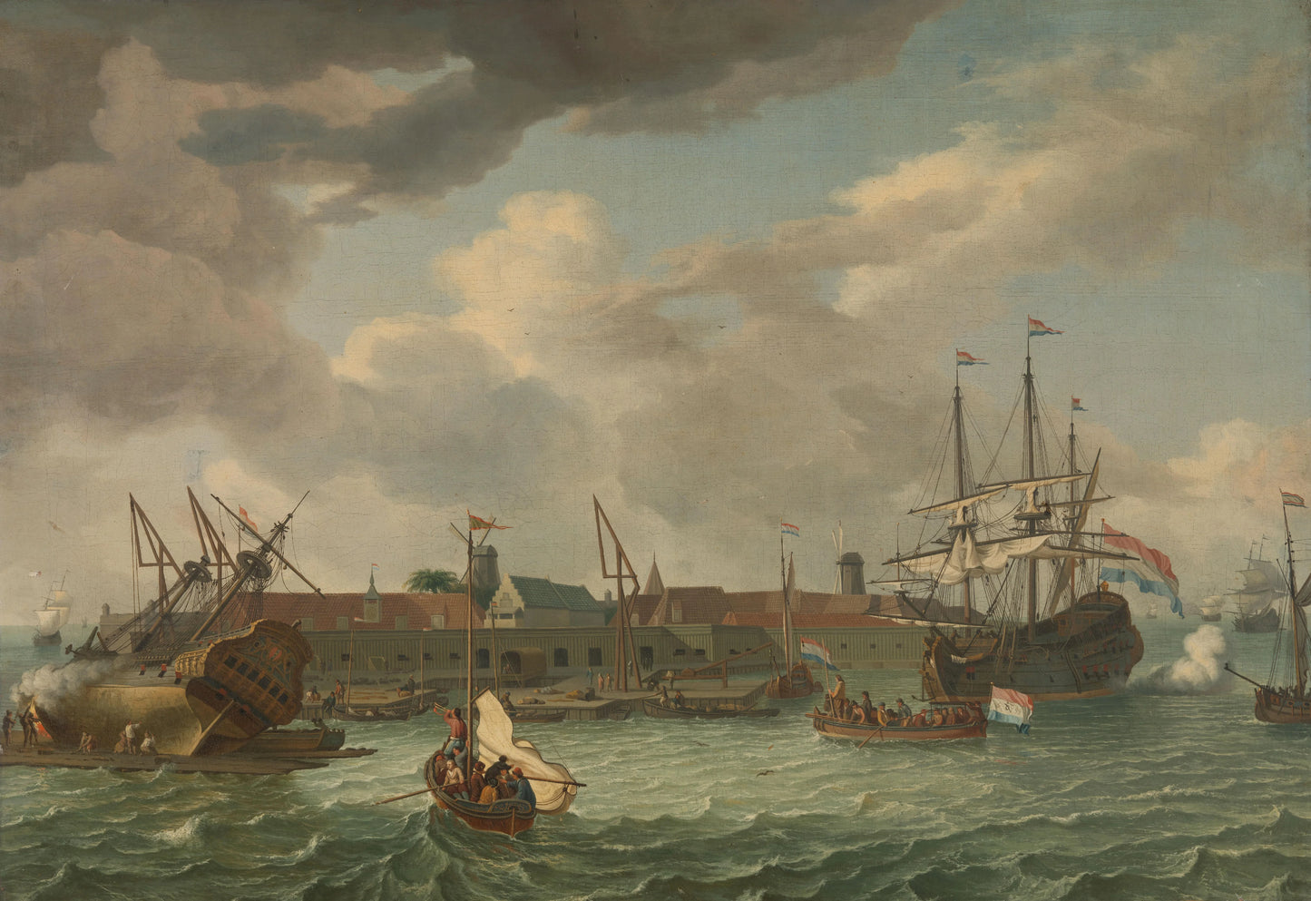 The Island of Onrust near Batavia (Jakarta) – manner of Abraham Storck Vintage Harbour Scene Art Print | Wall Art Poster