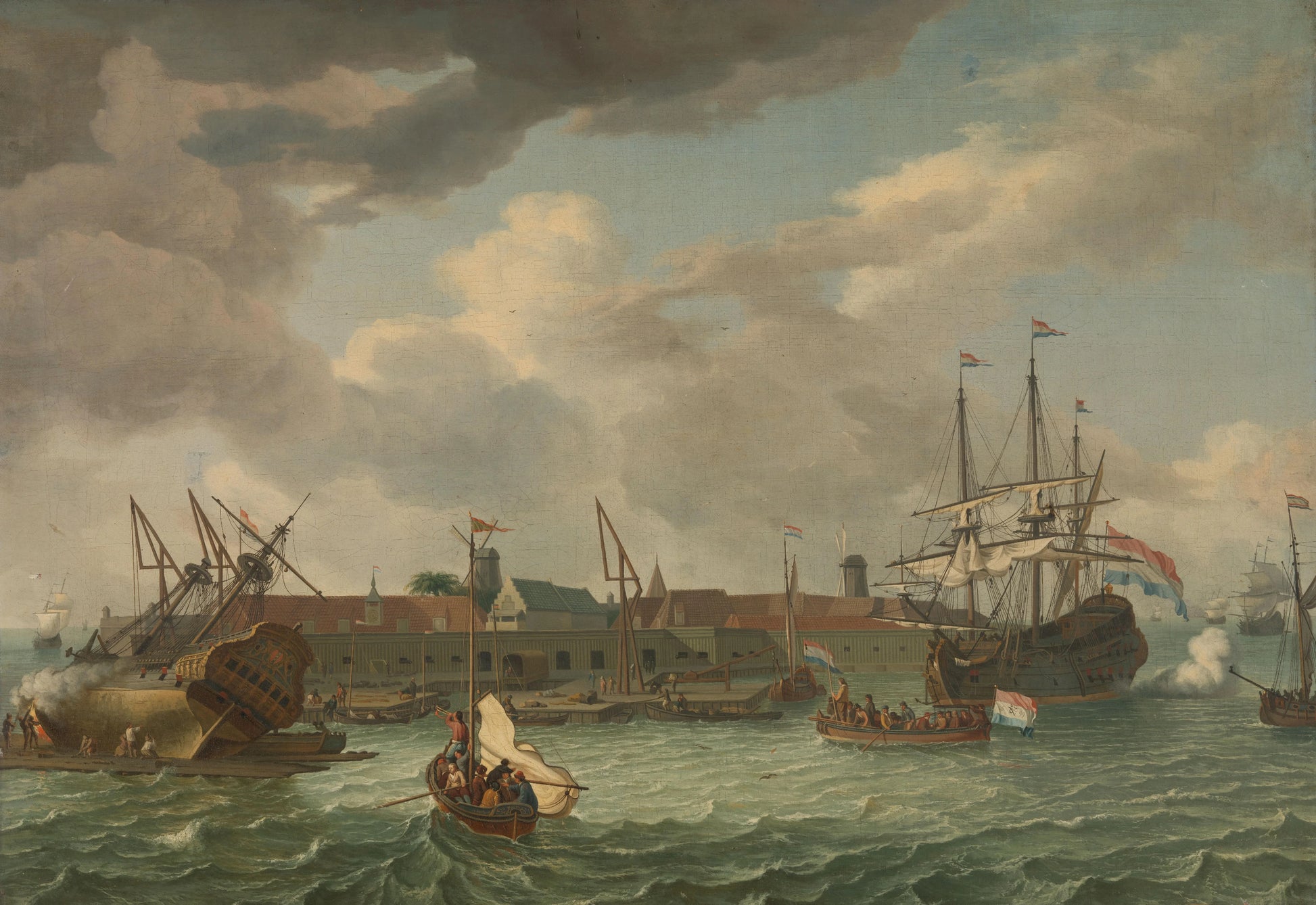 The Island of Onrust near Batavia (Jakarta) – manner of Abraham Storck Vintage Harbour Scene Art Print | Wall Art Poster
