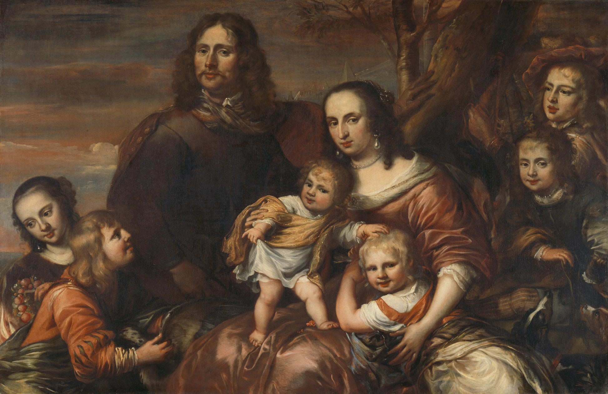 A couple with six children – Jürgen Ovens Vintage Portrait Art Print | Wall Art Poster