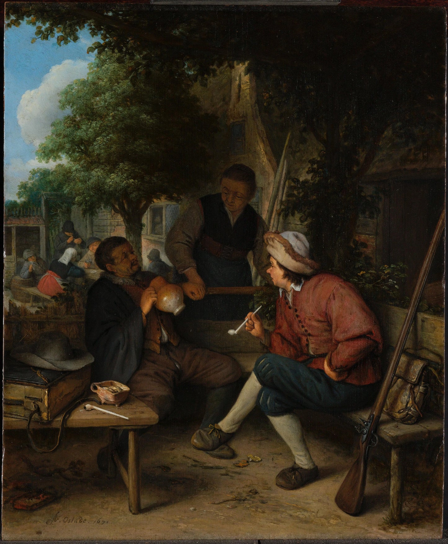 Travellers at Rest – Adriaen van Ostade (vermeld op object) Vintage Art Print | Wall Art Poster