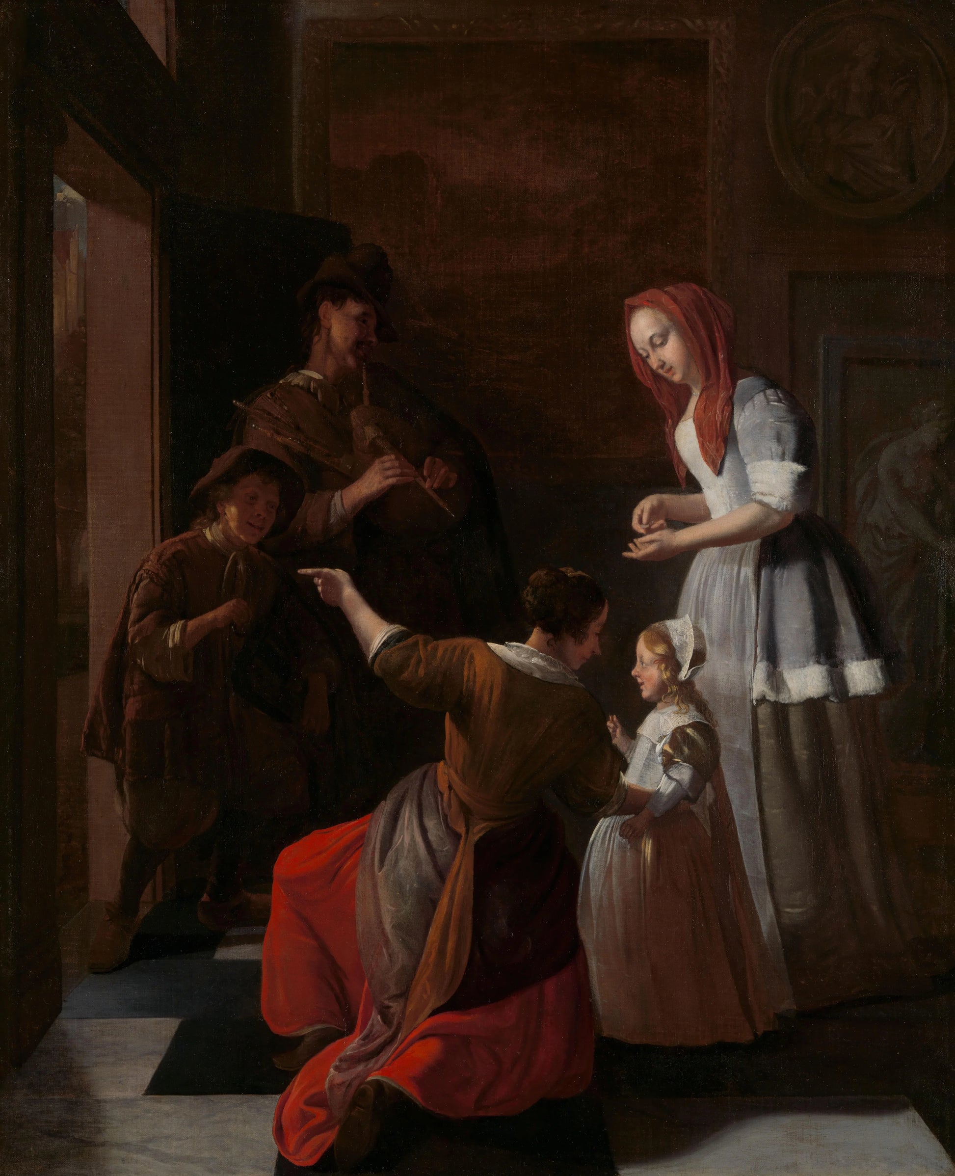 The players – Jacob Ochtervelt (vermeld op object) Vintage Art Print | Wall Art Poster