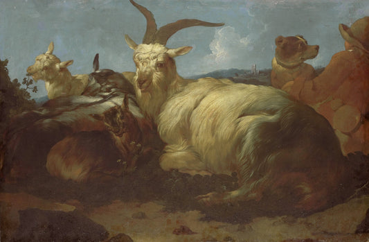 A Goatherd Watching his Animals – Johann Melchior Roos Vintage Animal Study Art Print | Wall Art Poster