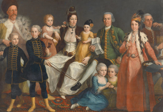 Portrait of the Van Lennep Family, a Merchant Family in Izmir – attributed to Antoine de Favray Vintage Portrait Art Print | Wall Art Poster