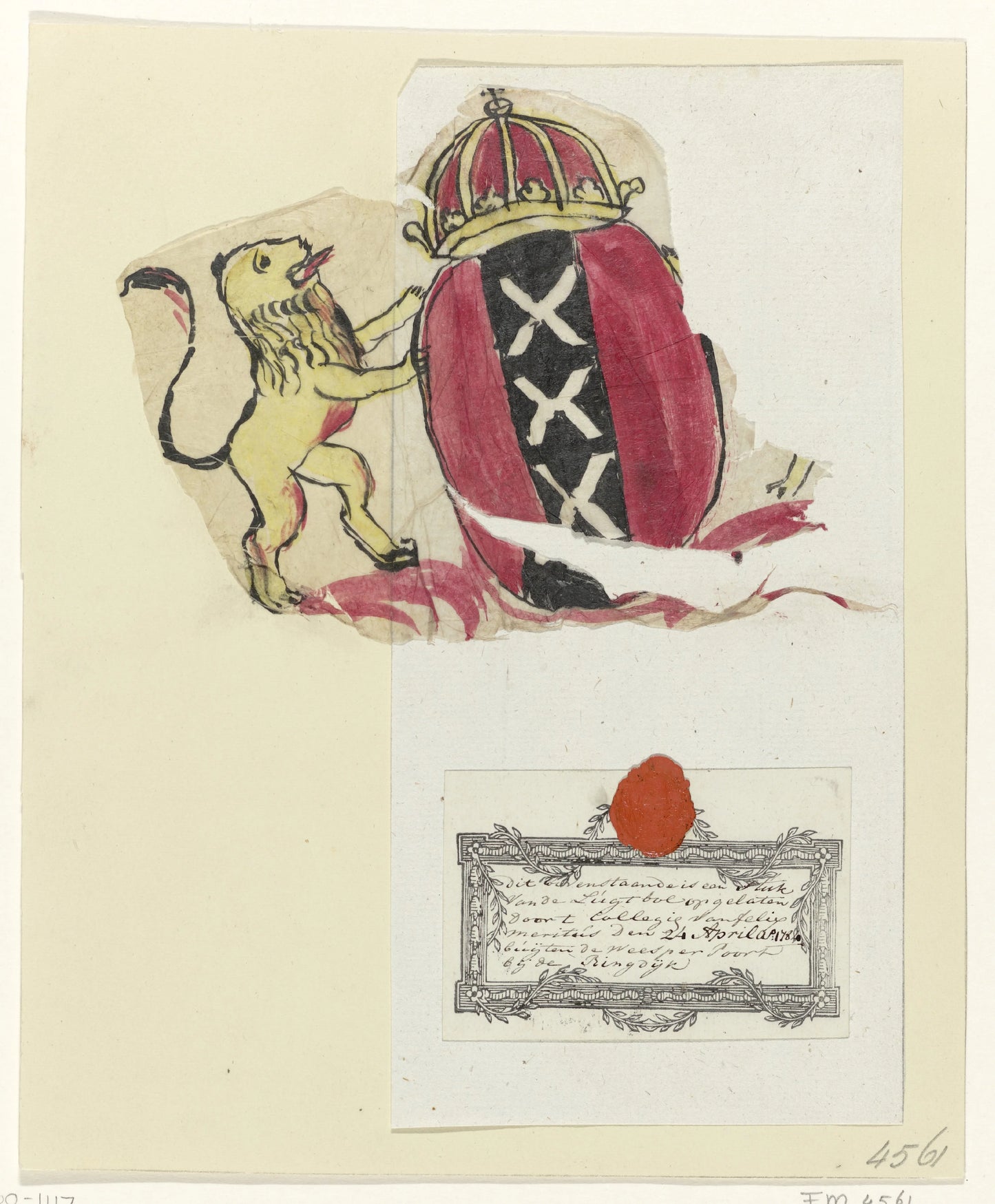 Fragment van een luchtballon, 1784 – anoniem Vintage Art Print | Wall Art Poster