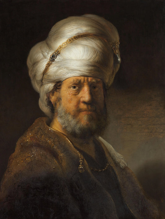 Man in Oriental Dress – Rembrandt van Rijn Vintage Portrait Art Print | Wall Art Poster