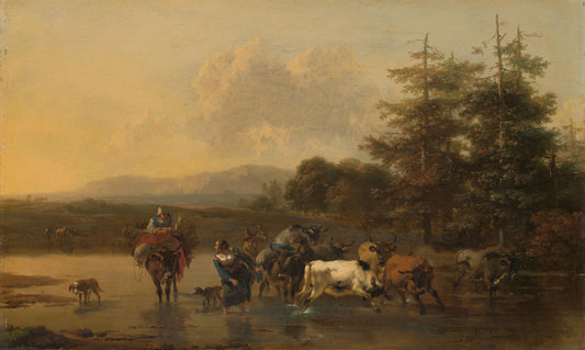 The Cattle Herd – Nicolaes Pietersz. Berchem Vintage Landscape Art Print | Wall Art Poster