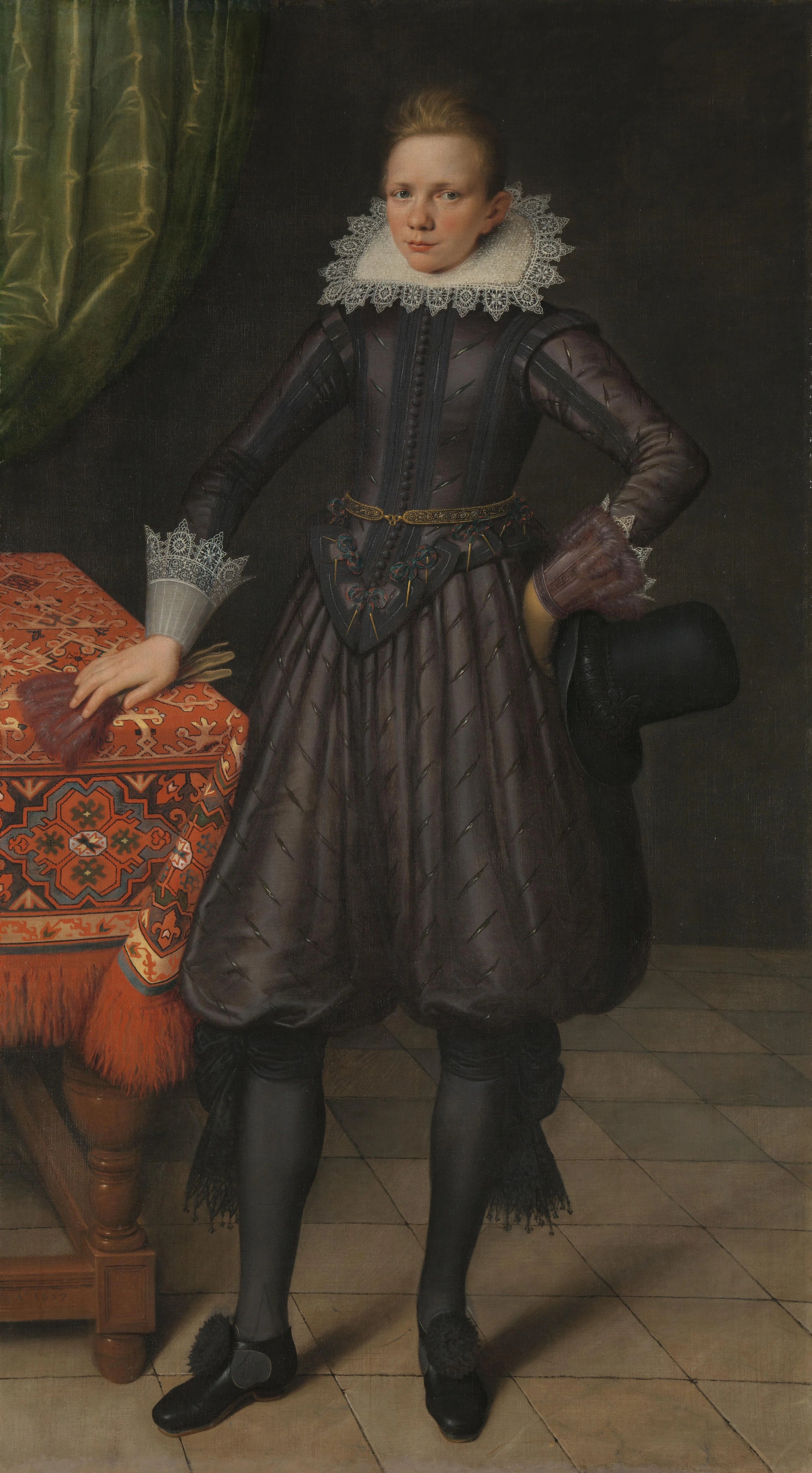 Portrait of Sir Peter Courten (1599-1624) – toegeschreven aan Salomon Mesdach Vintage Portrait Art Print | Wall Art Poster