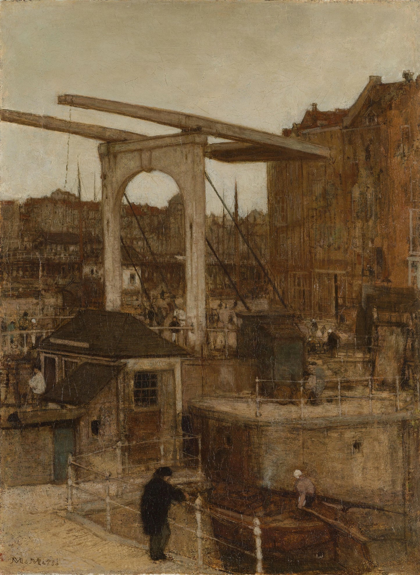 The Nieuwe Haarlemse Sluis on the Singel, known as ‘Souvenir d’Amsterdam’ – Matthijs Maris Vintage Landscape Art Print | Wall Art Poster