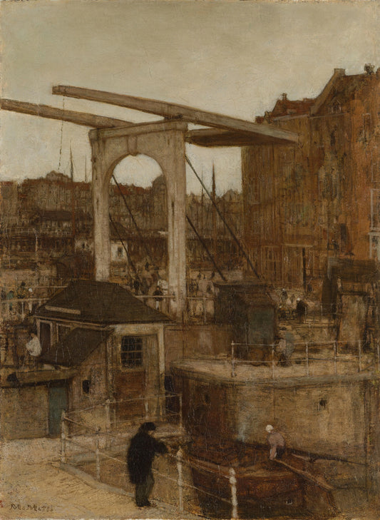 The Nieuwe Haarlemse Sluis on the Singel, known as ‘Souvenir d’Amsterdam’ – Matthijs Maris Vintage Landscape Art Print | Wall Art Poster