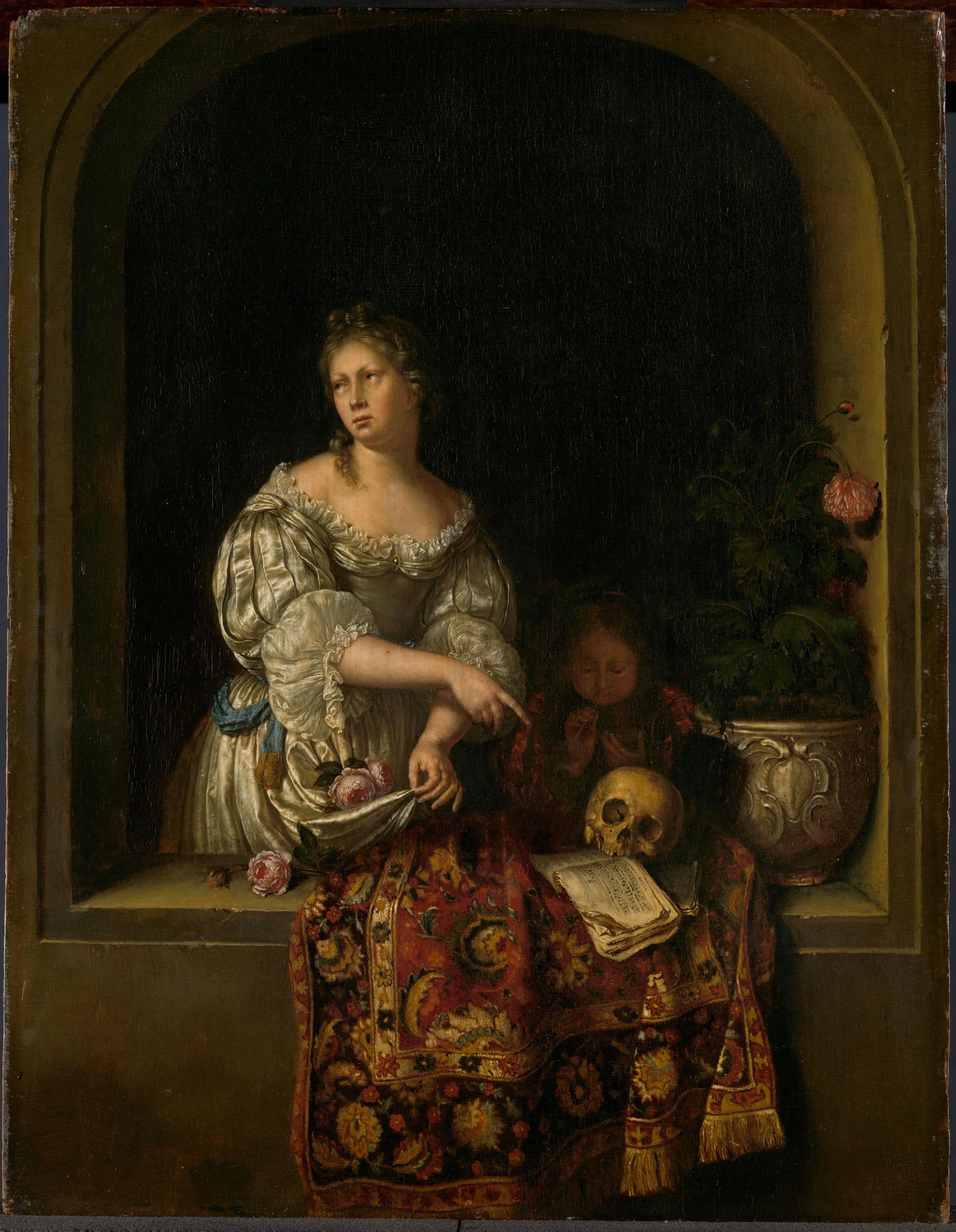 Allegory of Transience – attributed to Willem van Mieris, Frans van Mieris (I) [rejected attribution] Vintage Art Print | Wall Art Poster