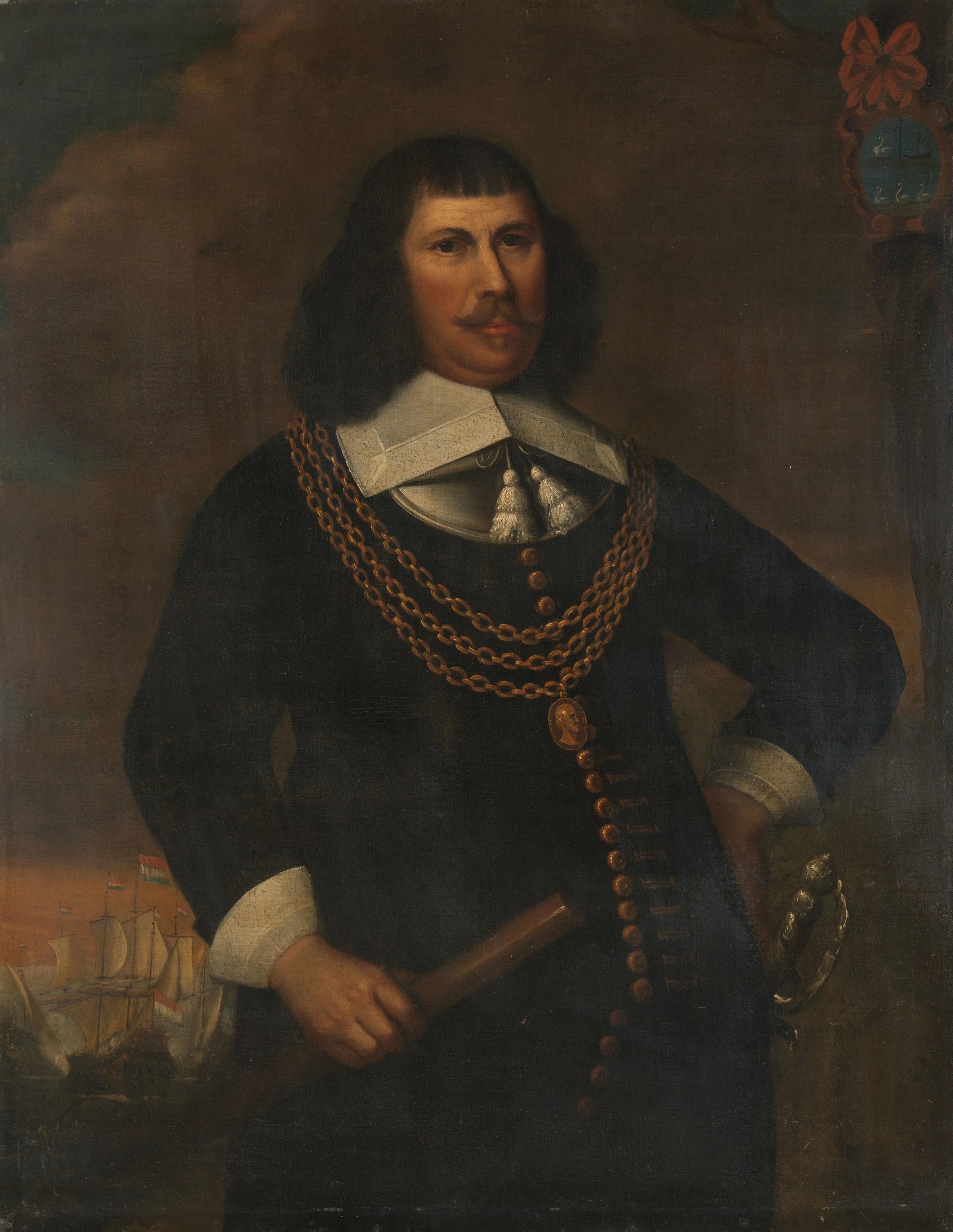 Pieter Florisz (ca. 1605-58), Vice-Admiral of the Northern District – kopie naar Abraham Liedts Vintage Portrait Art Print | Wall Art Poster