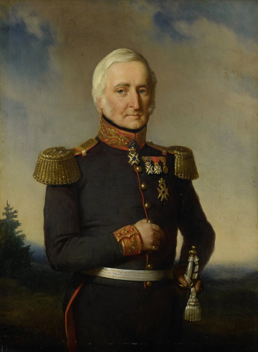 Huibert Gerard Baron Nahuys van Burgst (1782-1858). Lid van de Raad van Nederlands Oost Indië, in het uniform van generaal-majoor titulair – Bastiaan de Poorter Vintage Portrait Art Print | Wall Art Poster