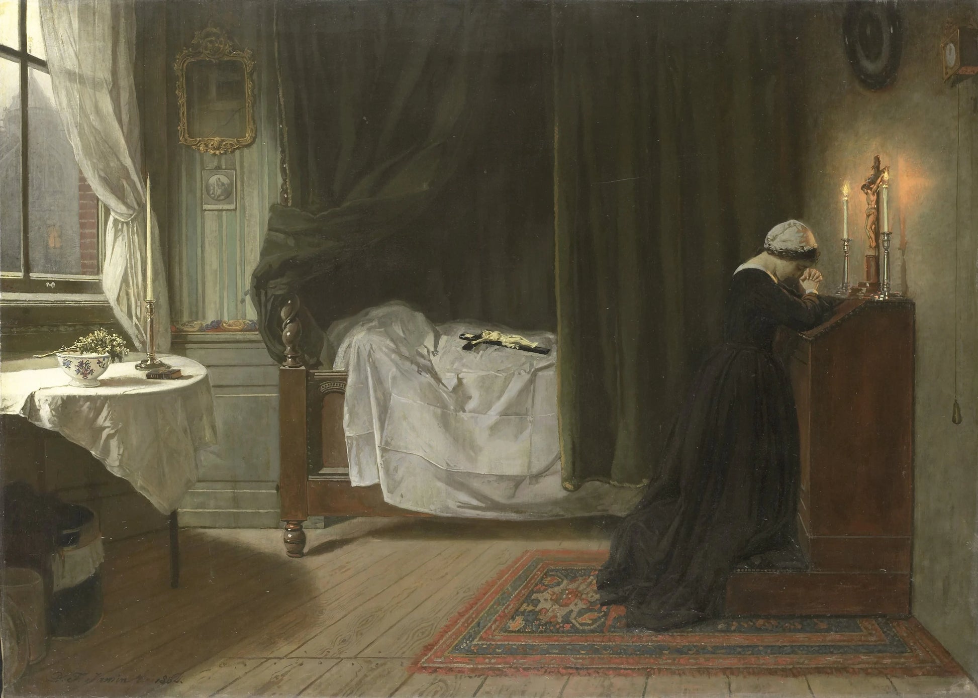 Prayer for the Deceased – Diederik Franciscus Jamin (vermeld op object) Vintage Art Print | Wall Art Poster