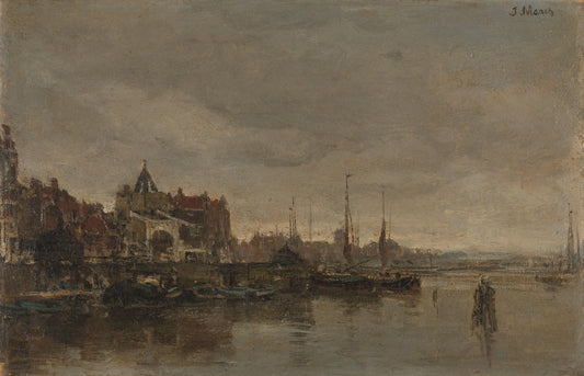 De Schreierstoren met de brug over de Gelderse Kade te Amsterdam – Jacob Maris Vintage Cityscape Art Print | Wall Art Poster