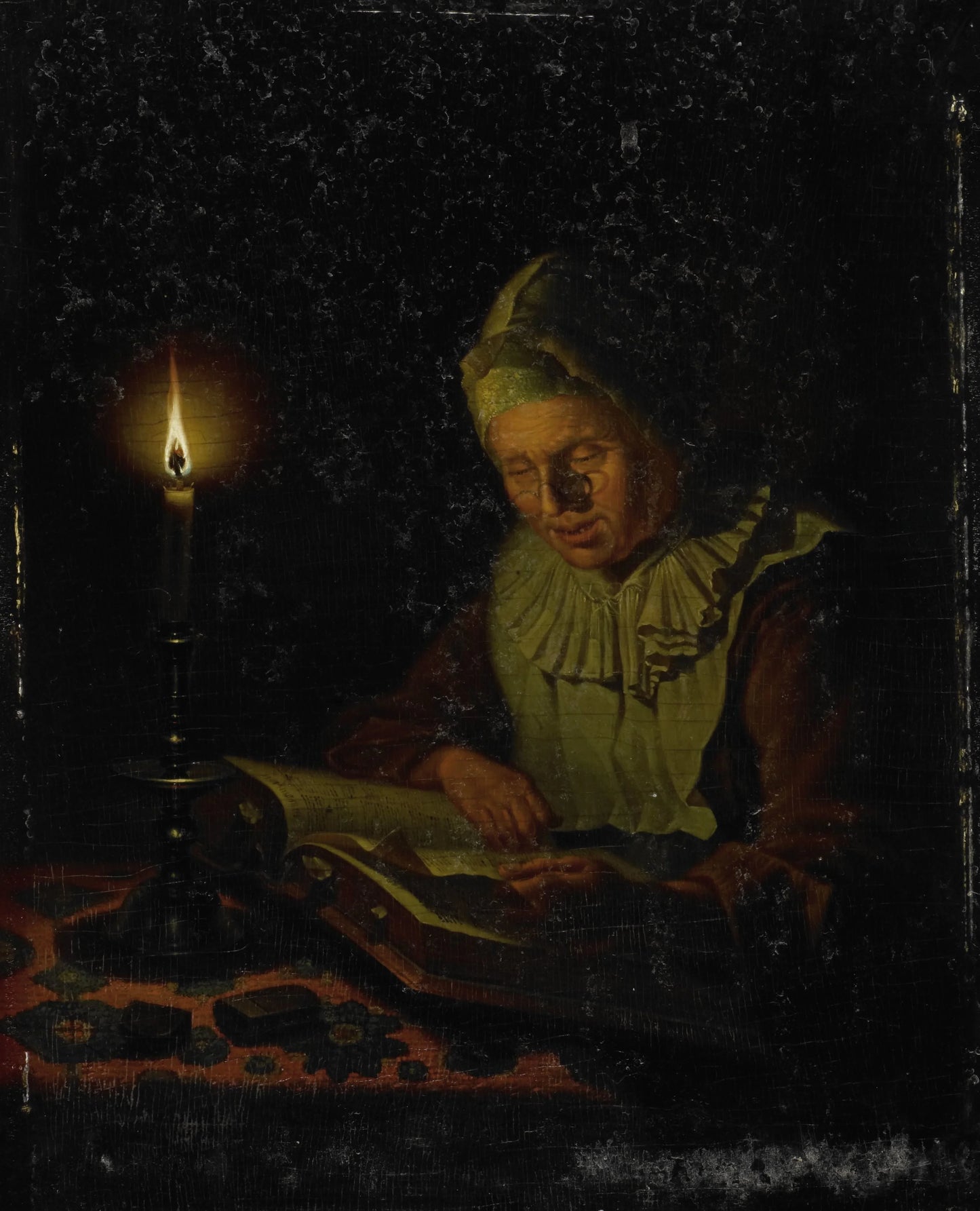 Old Woman Reading – Adriaan Meulemans Vintage Art Print | Wall Art Poster