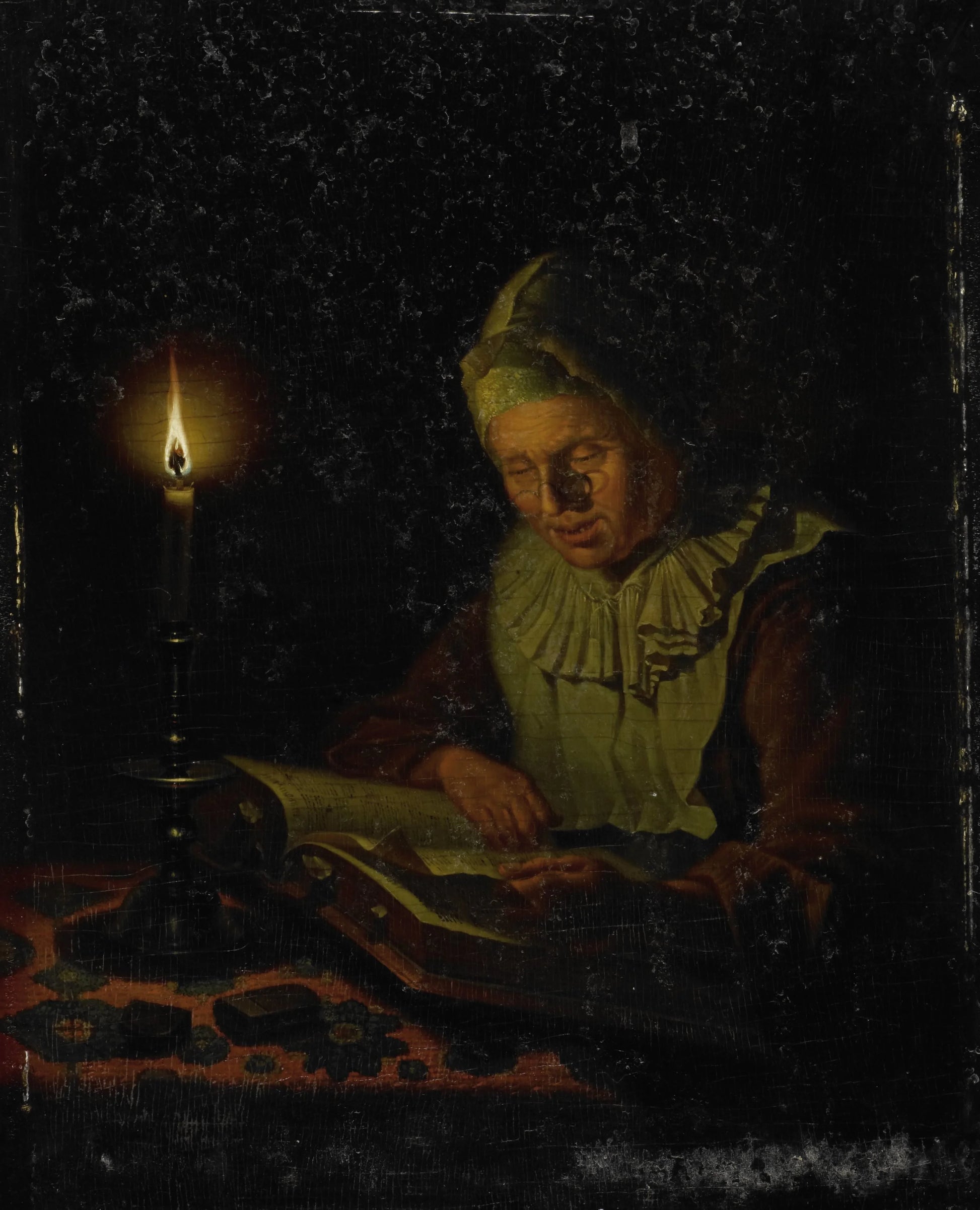 Old Woman Reading – Adriaan Meulemans Vintage Art Print | Wall Art Poster