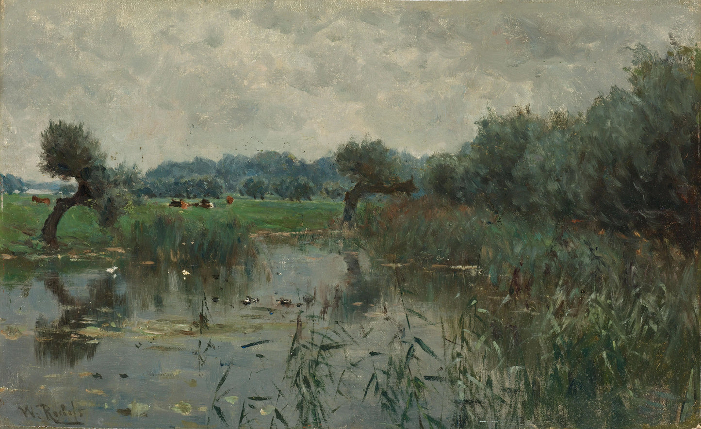 Water Meadows on the River IJssel – Willem Roelofs (I) Vintage Landscape Art Print | Wall Art Poster