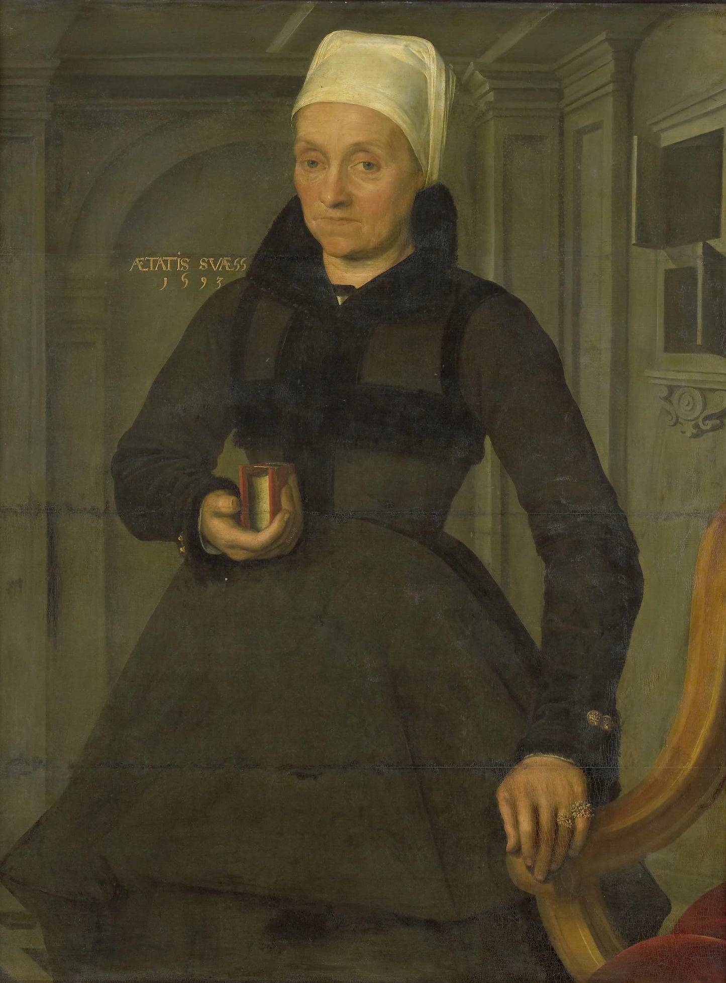 Portrait of Lysbeth Hendriksdr (1536-after 1603). Wife of Bartholomeus van der Wiere – toegeschreven aan Jan Claesz. Vintage Portrait Art Print | Wall Art Poster