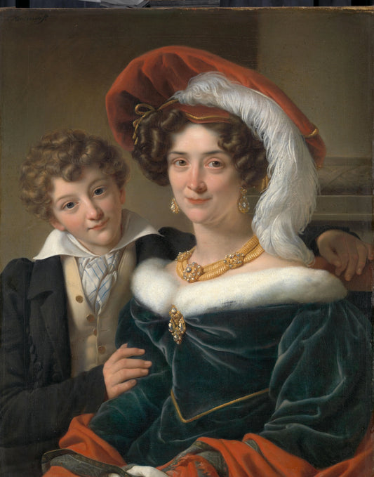 Rudolphina Wilhelmina Elizabeth de Sturler (1798-1873), second Wife of Count Johannes van den Bosch, with their Son Richard Leeuwenhart – toegeschreven aan atelier van Cornelis Kruseman Vintage Portrait Art Print | Wall Art Poster
