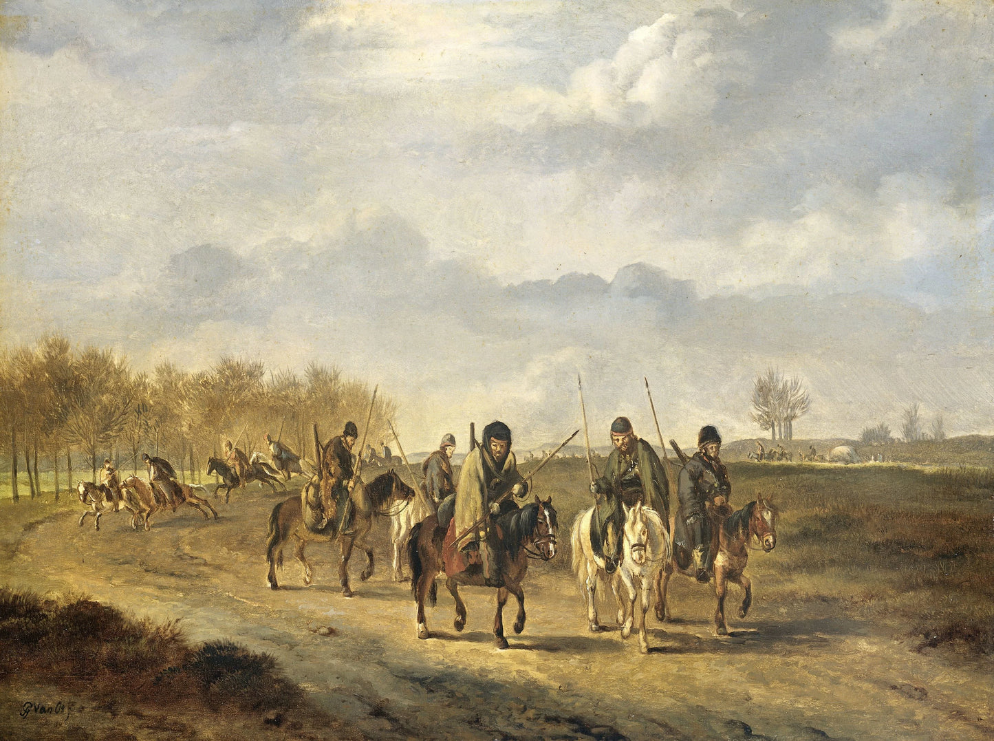 Cossacks on a country Road near Bergen in North Holland, 1813 – Pieter Gerardus van Os Vintage Landscape Art Print | Wall Art Poster